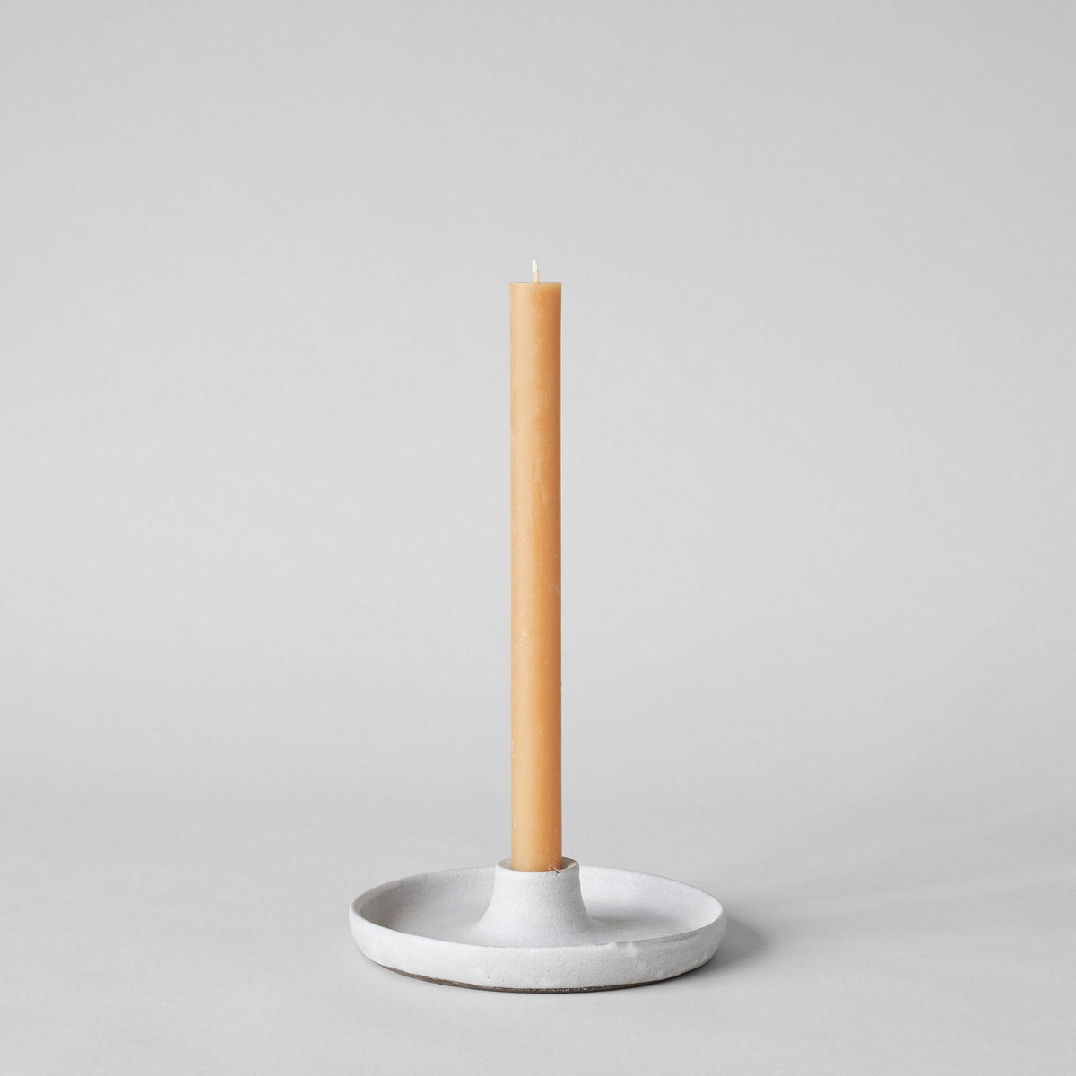 Candle gift set with handmade ceramic holder and beeswax taper candles for soft glow