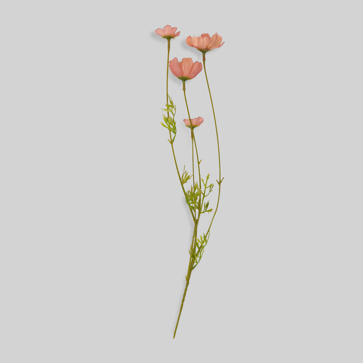 Faux cosmos flowers with soft blush pink petals and yellow centers