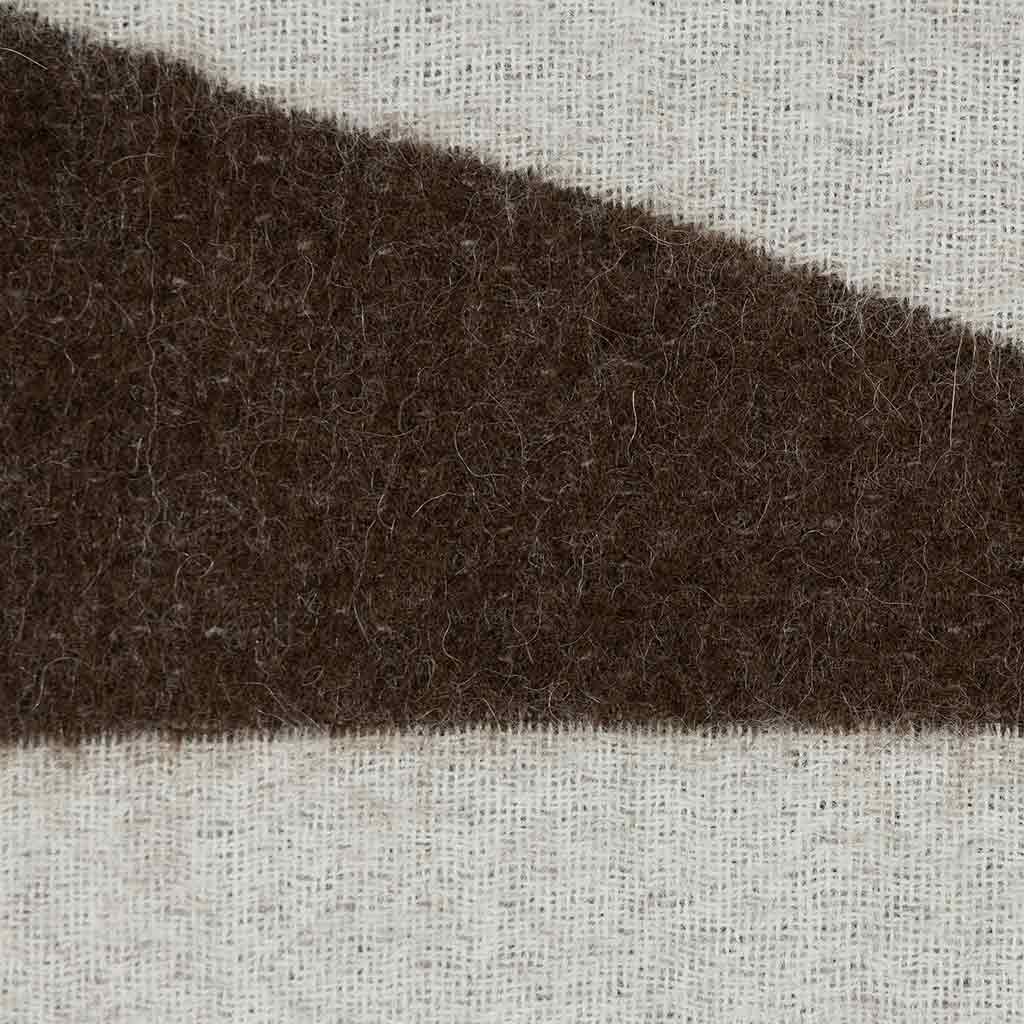 Close up of Berlin throw in Ivory Coffee with zero dye naturally colored palette