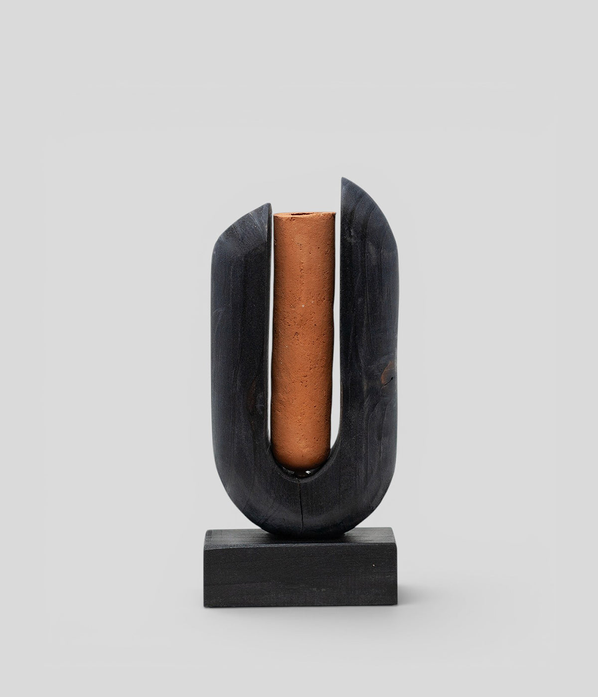 Arched Wood Vase, Charcoal