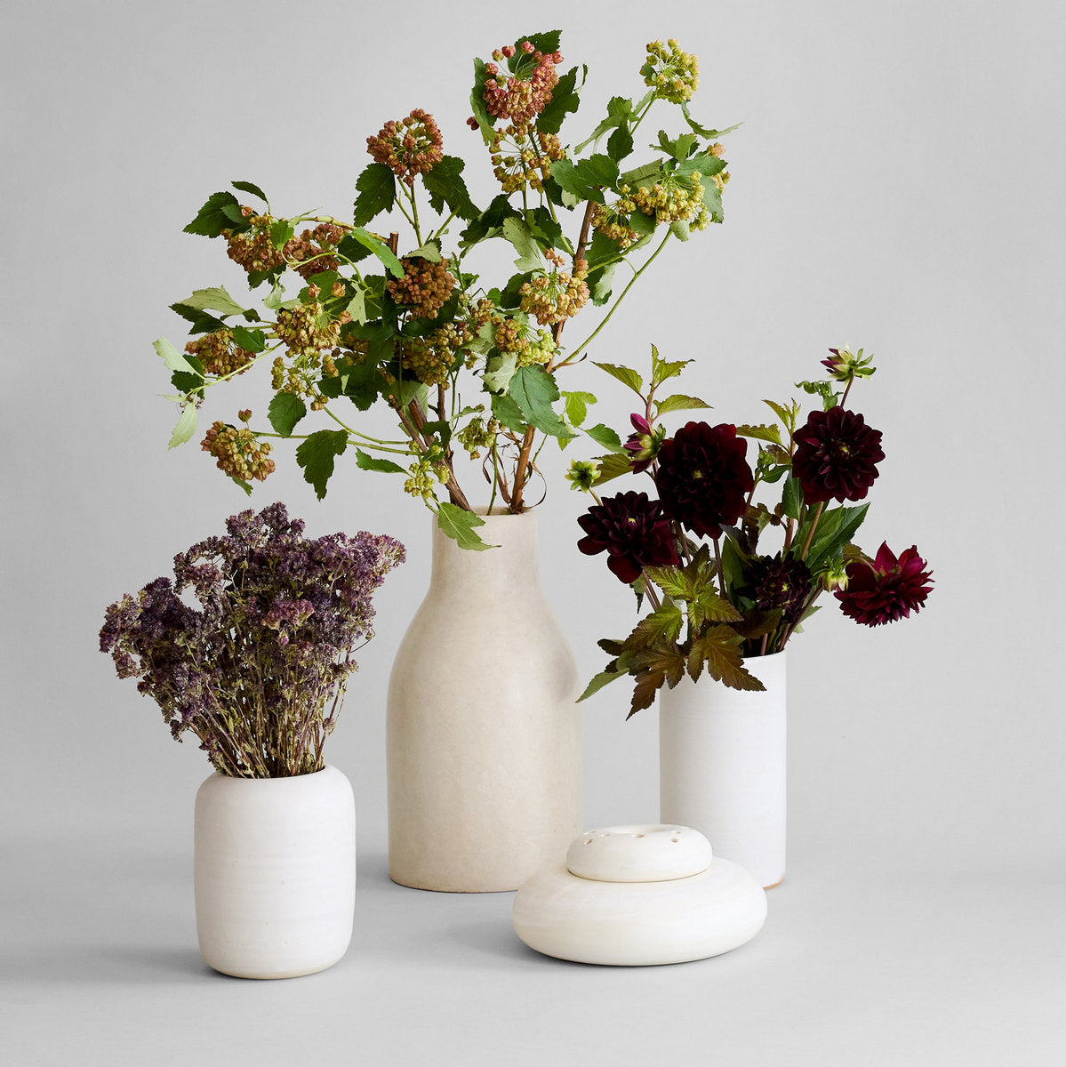 Ceramic vases with smooth matte eggshell glaze