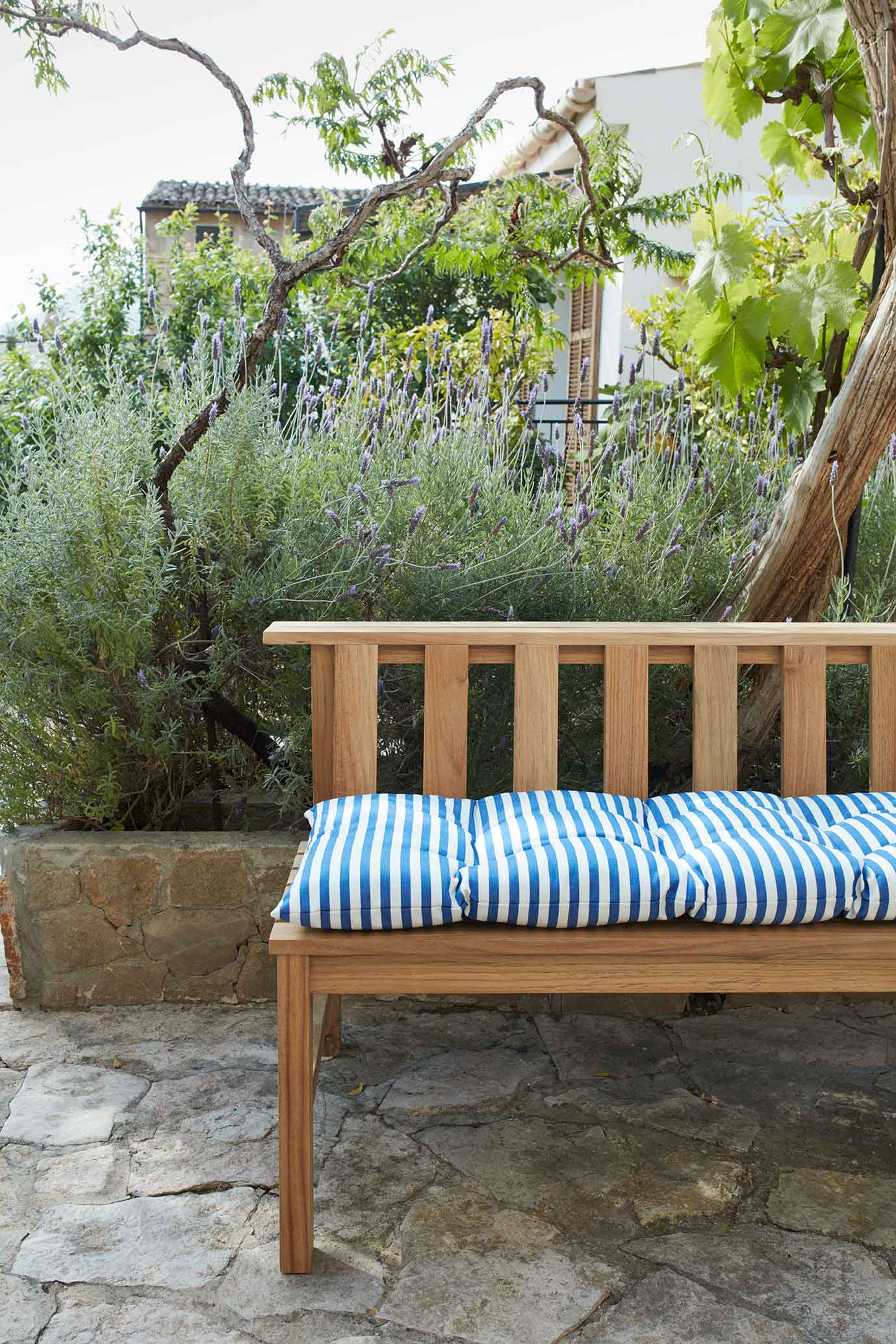 natural finish wooden bench
