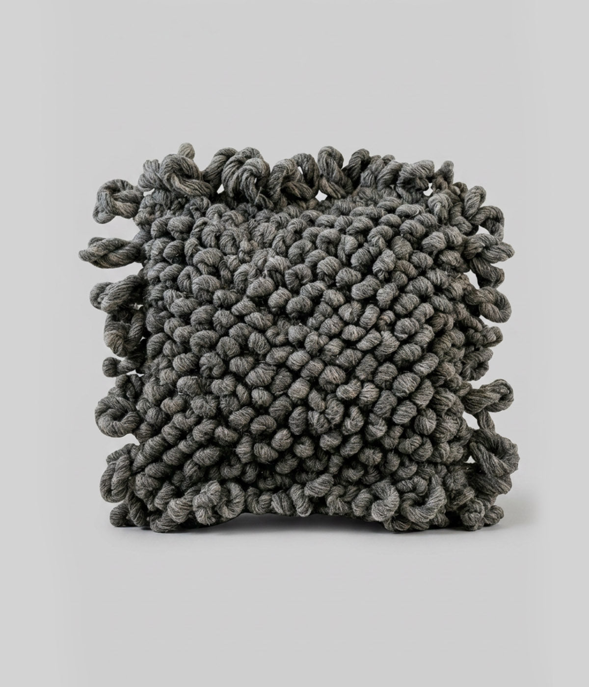 Charcoal chunky loop wool oversized throw pillows made from naturally undyed fleece