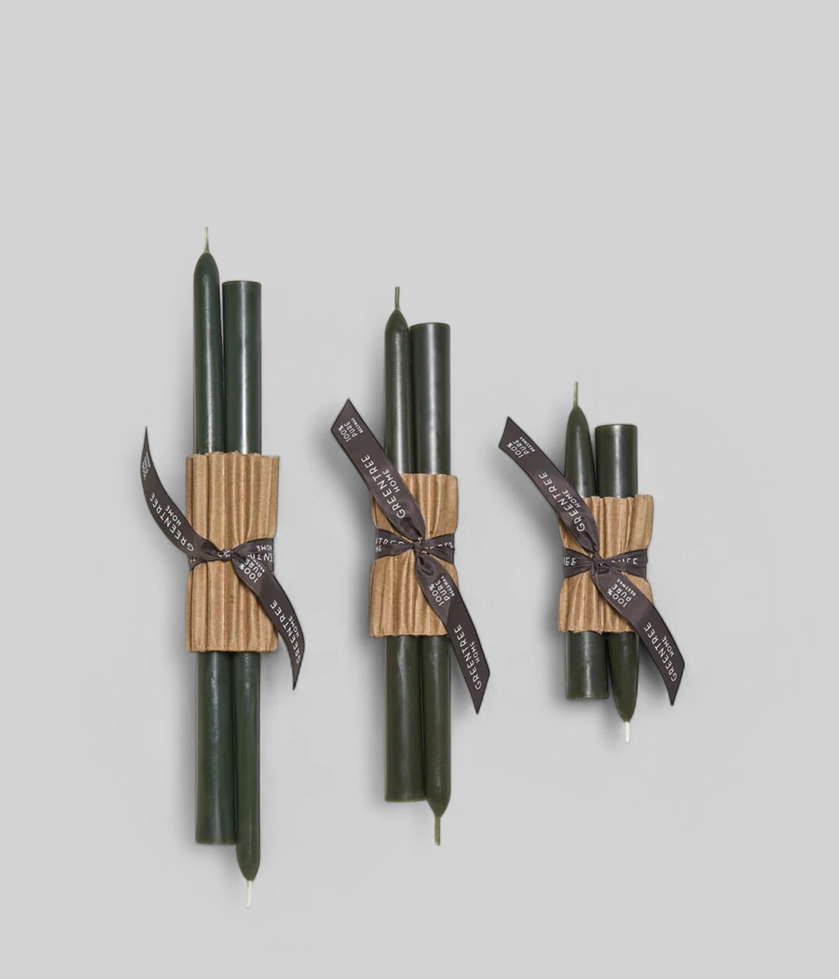 Antique green beeswax candlesticks gift set
