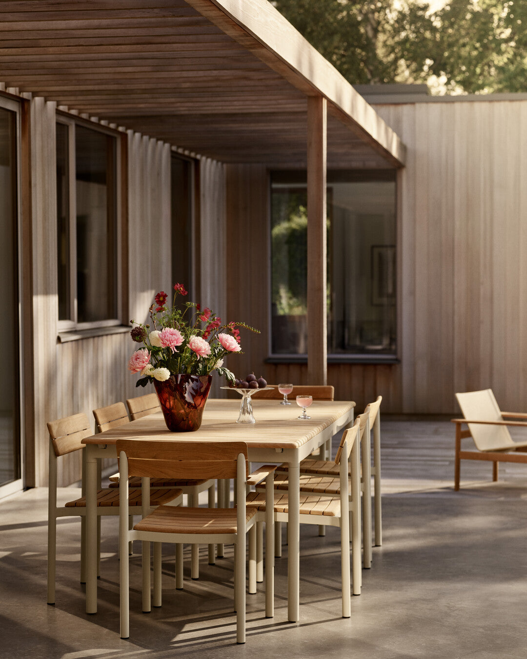 Contemporary teak garden table
