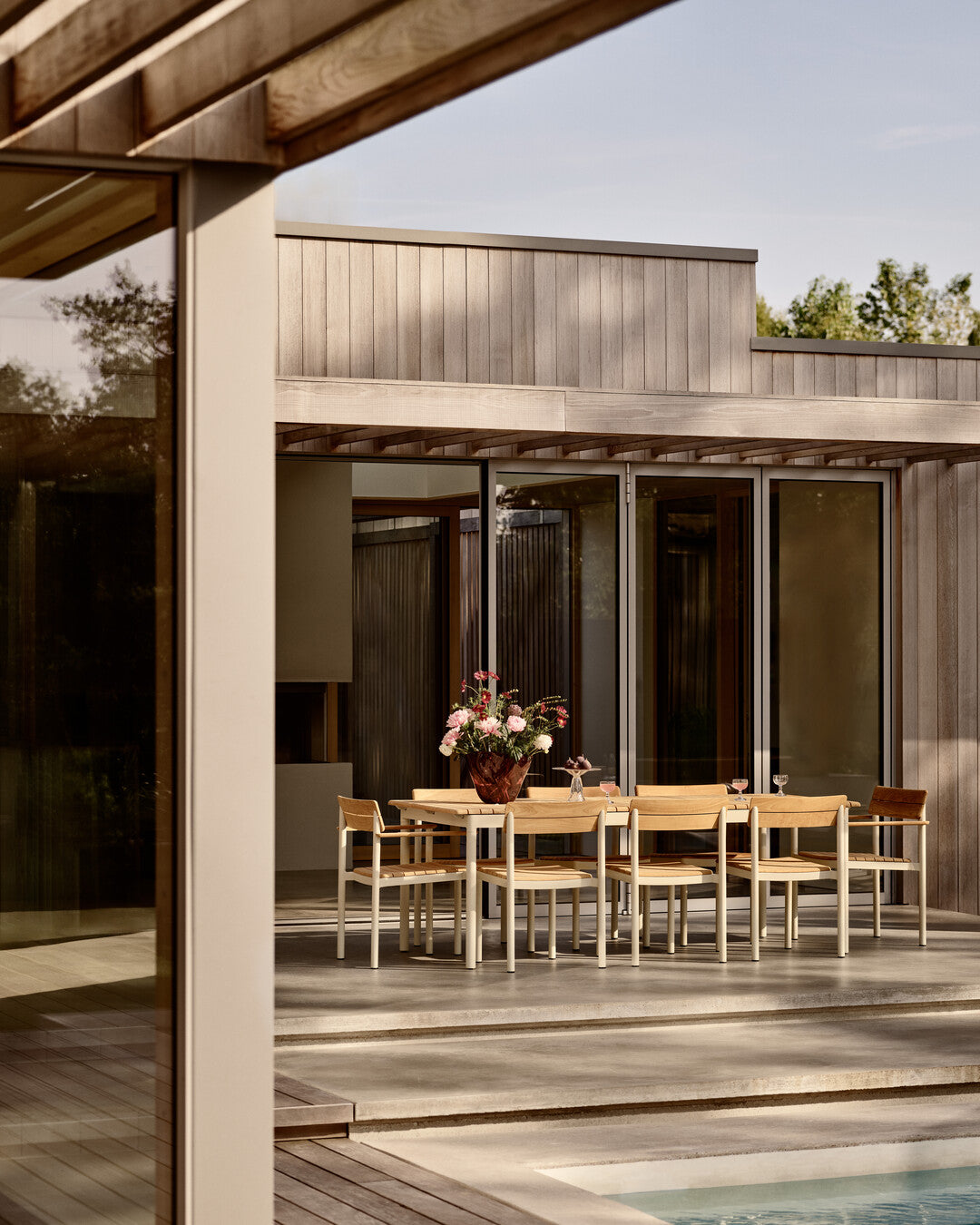 ivory Modern teak deck table
