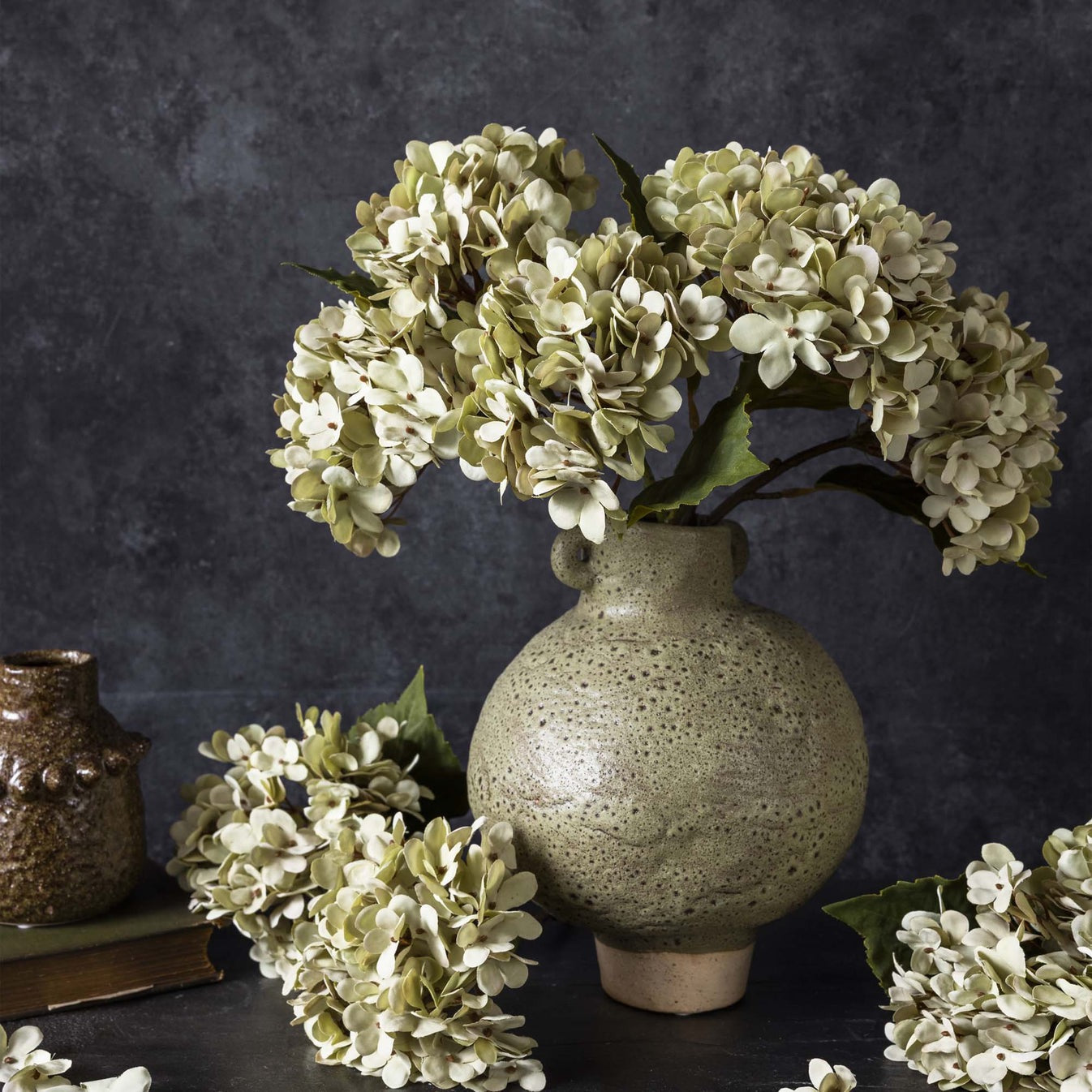 Artificial Green Hydrangea with lifelike petals for event styling and home decor