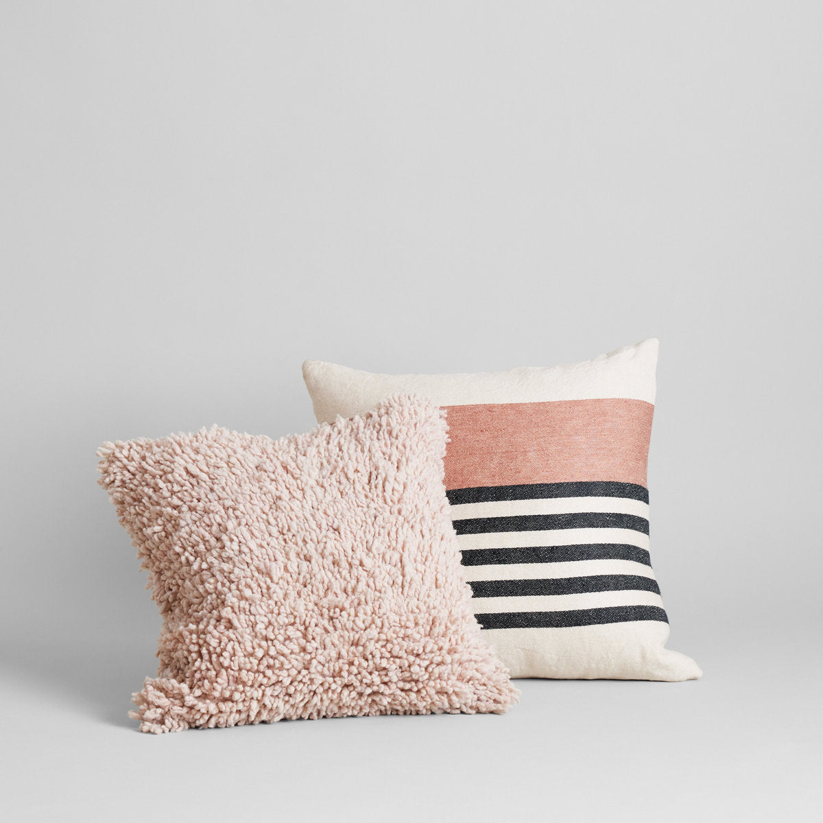 Handwoven Belgian linen pillow cover with striped design for sofa or reading nook