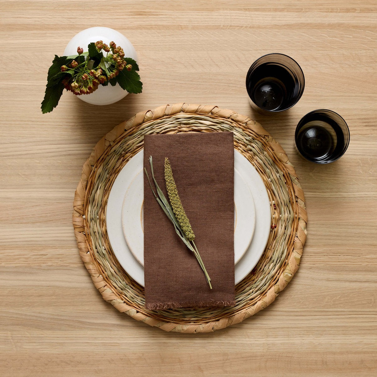 Textured woven placemats handcrafted in Guatemala for dining and entertaining