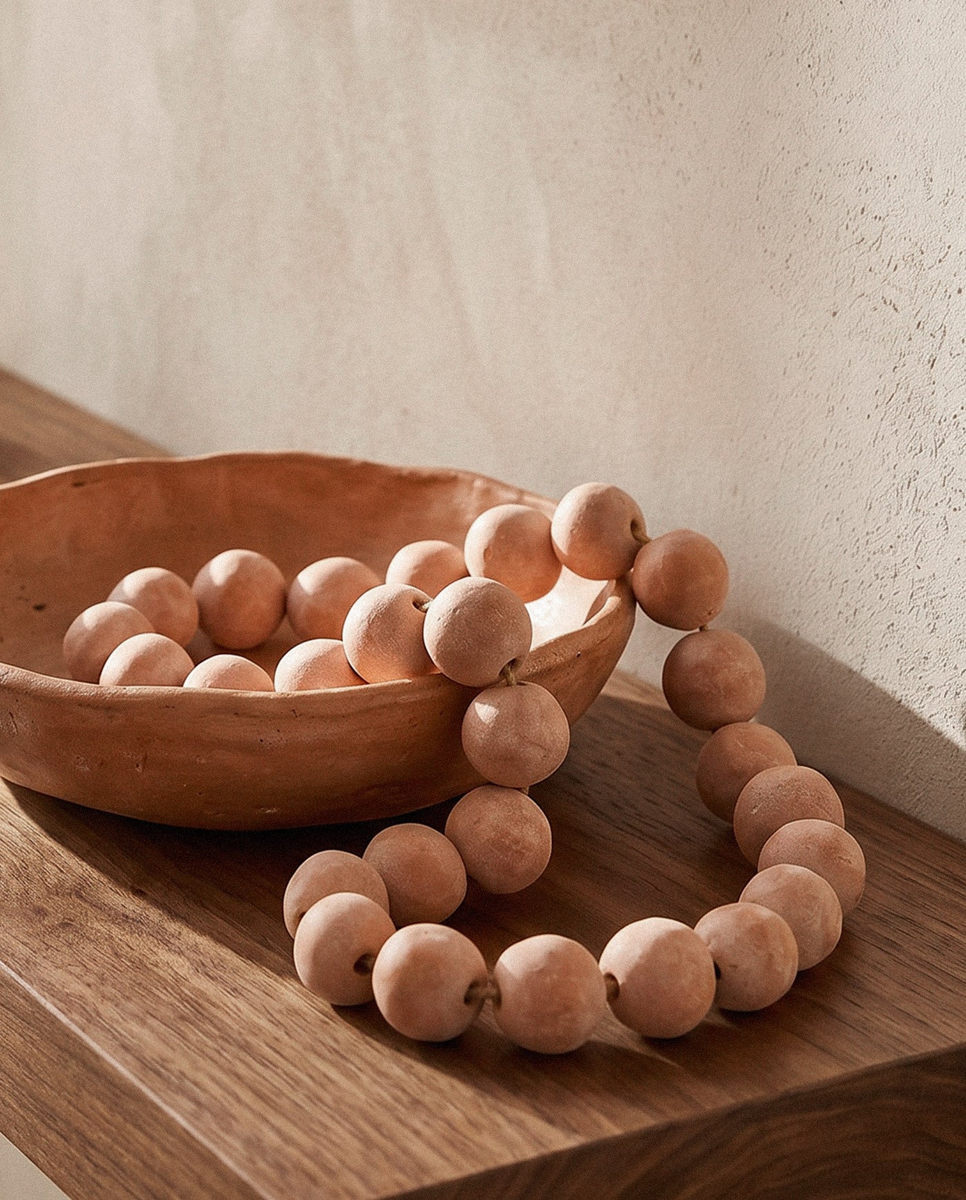 Terracotta Decorative Beads, Whitewash