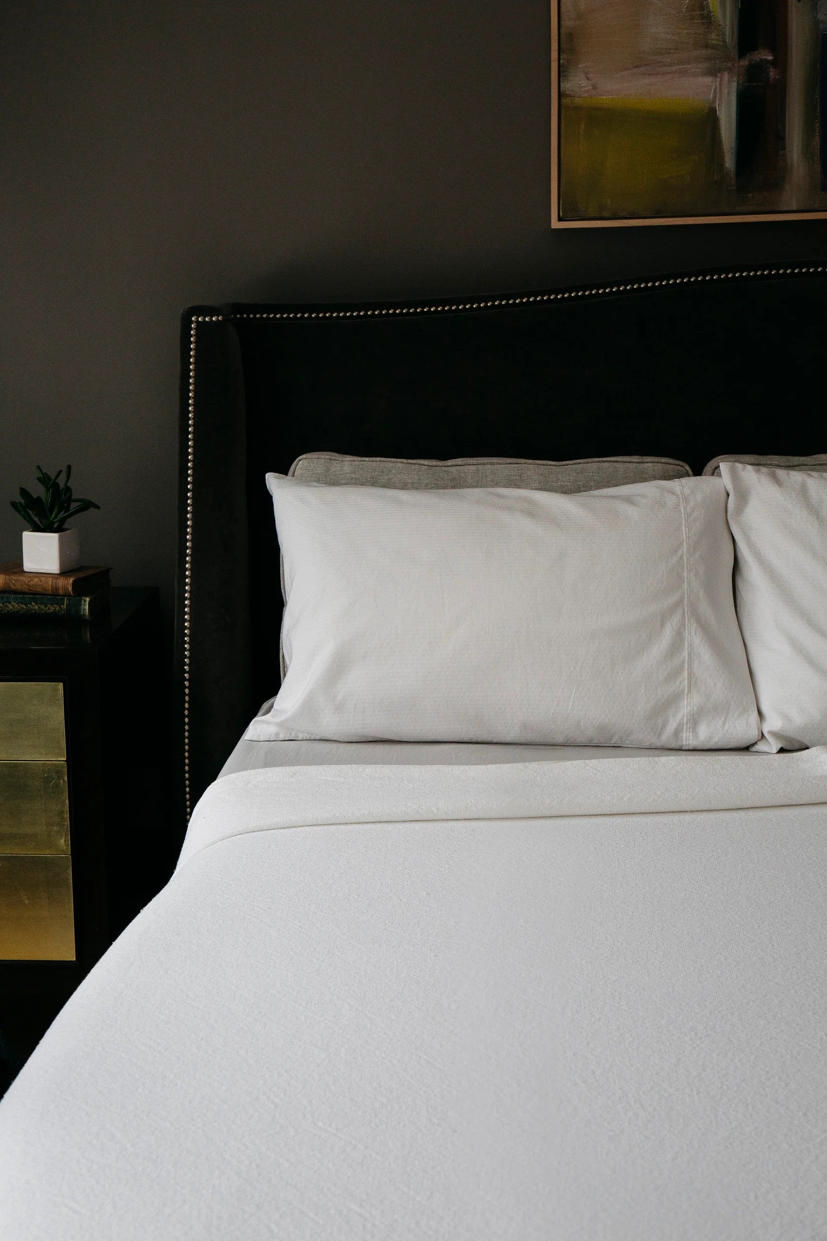 White linen blanket king woven in Portugal