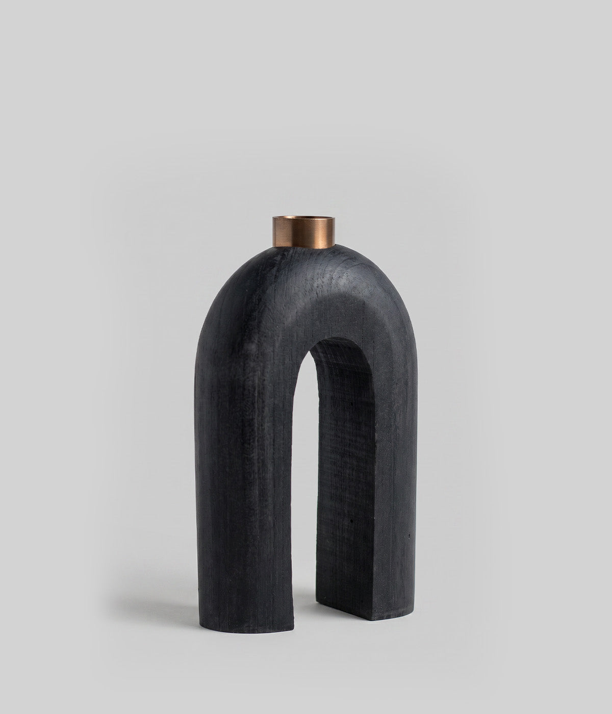 Sculptural Loop Wood Candle Holders, Charcoal, Set of 5