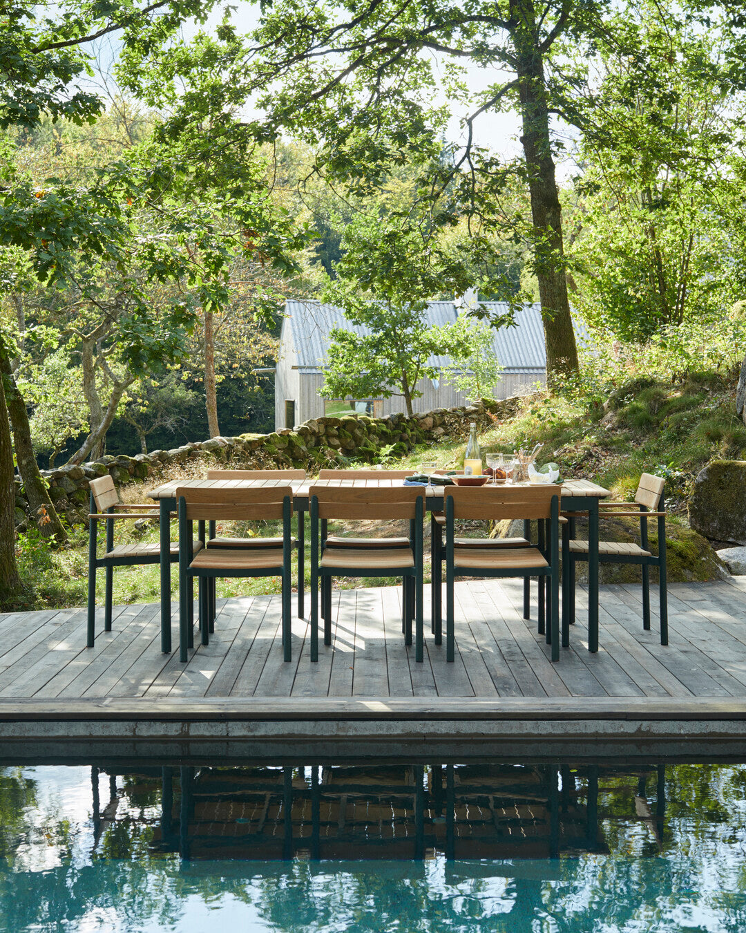 Sturdy teak wood table for patios
