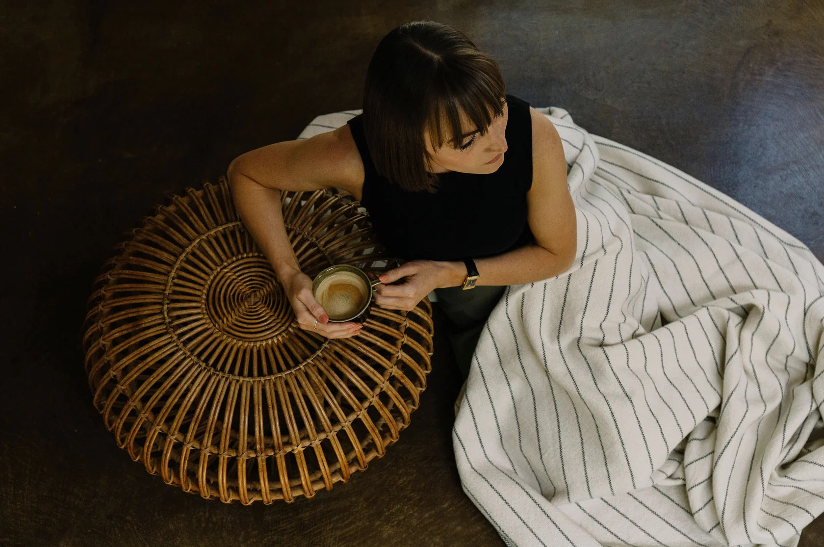 Cotton blanket queen in midnight navy woven in India