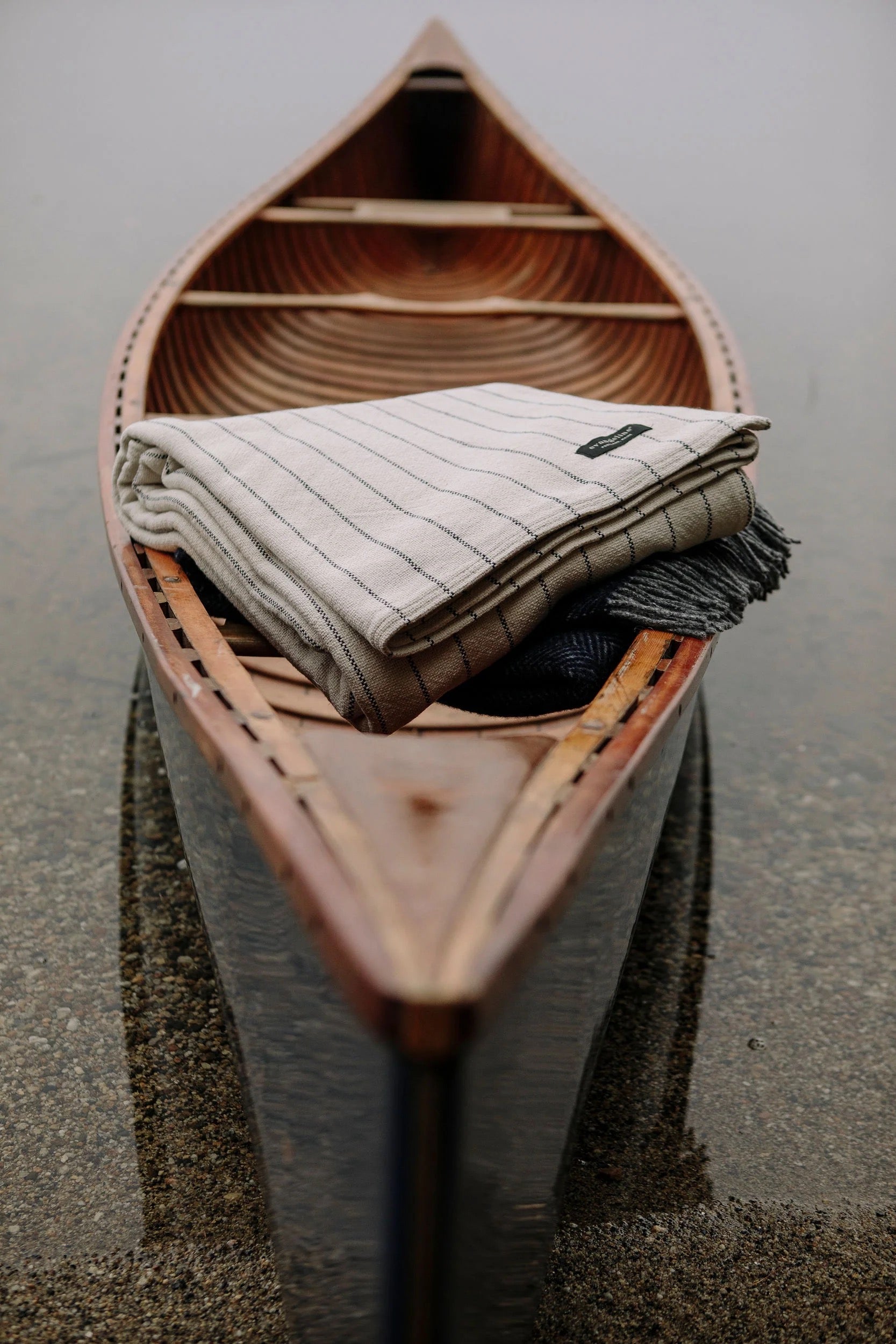 100% cotton blanket queen in midnight navy pinstripe woven in India