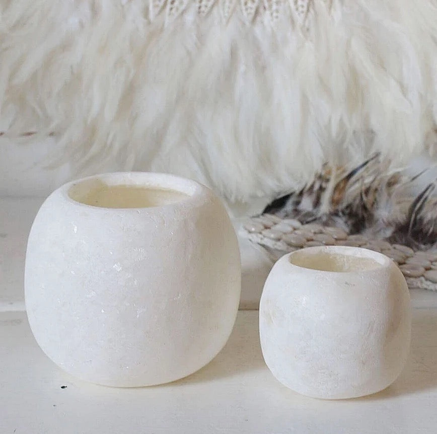 Round Alabaster Candle Holder