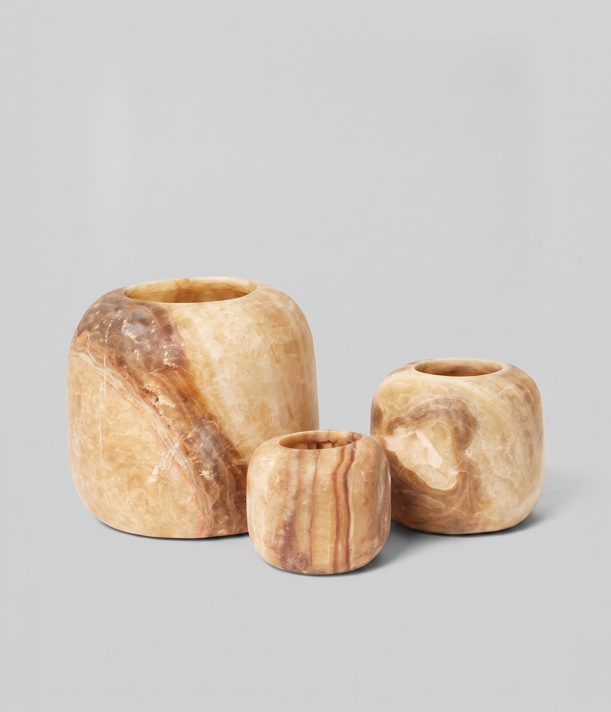 Round Amber Alabaster Candleholder