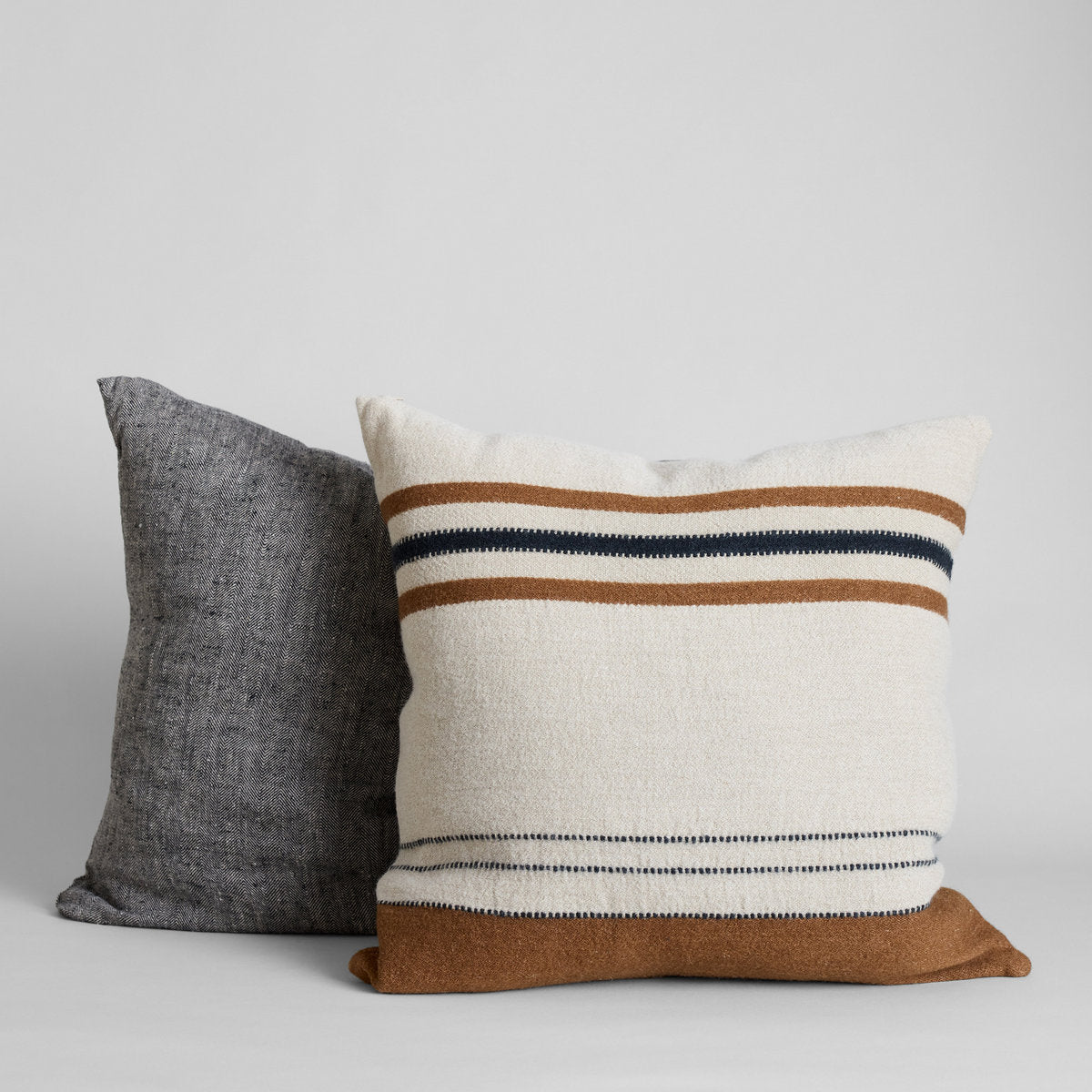 Herringbone Linen Pillow in Black, 24X24 - Bloomist