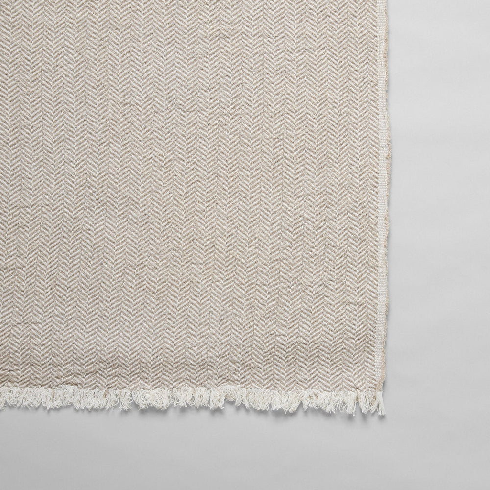 Washed Herringbone Linen Throw - Bloomist