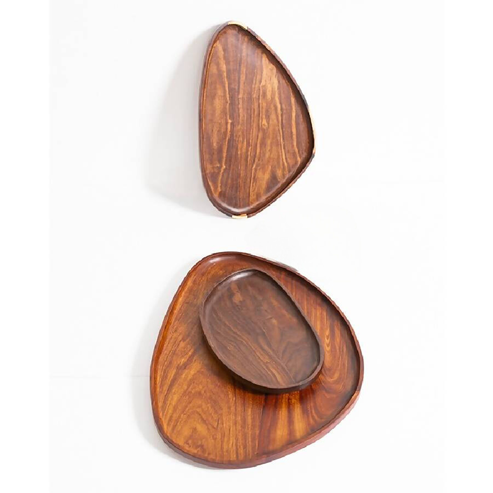 Natural wood serving tray polished with natural beeswax