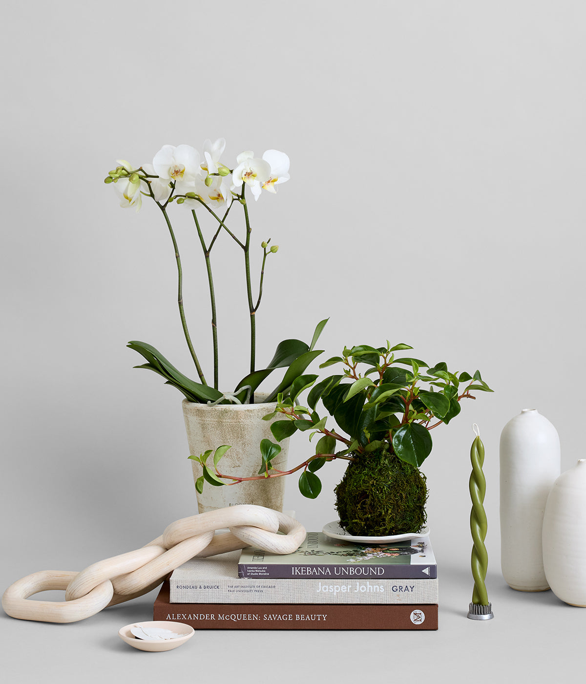 Rustic white terra cotta planter bundle crafted in Honduras for modern home and garden décor