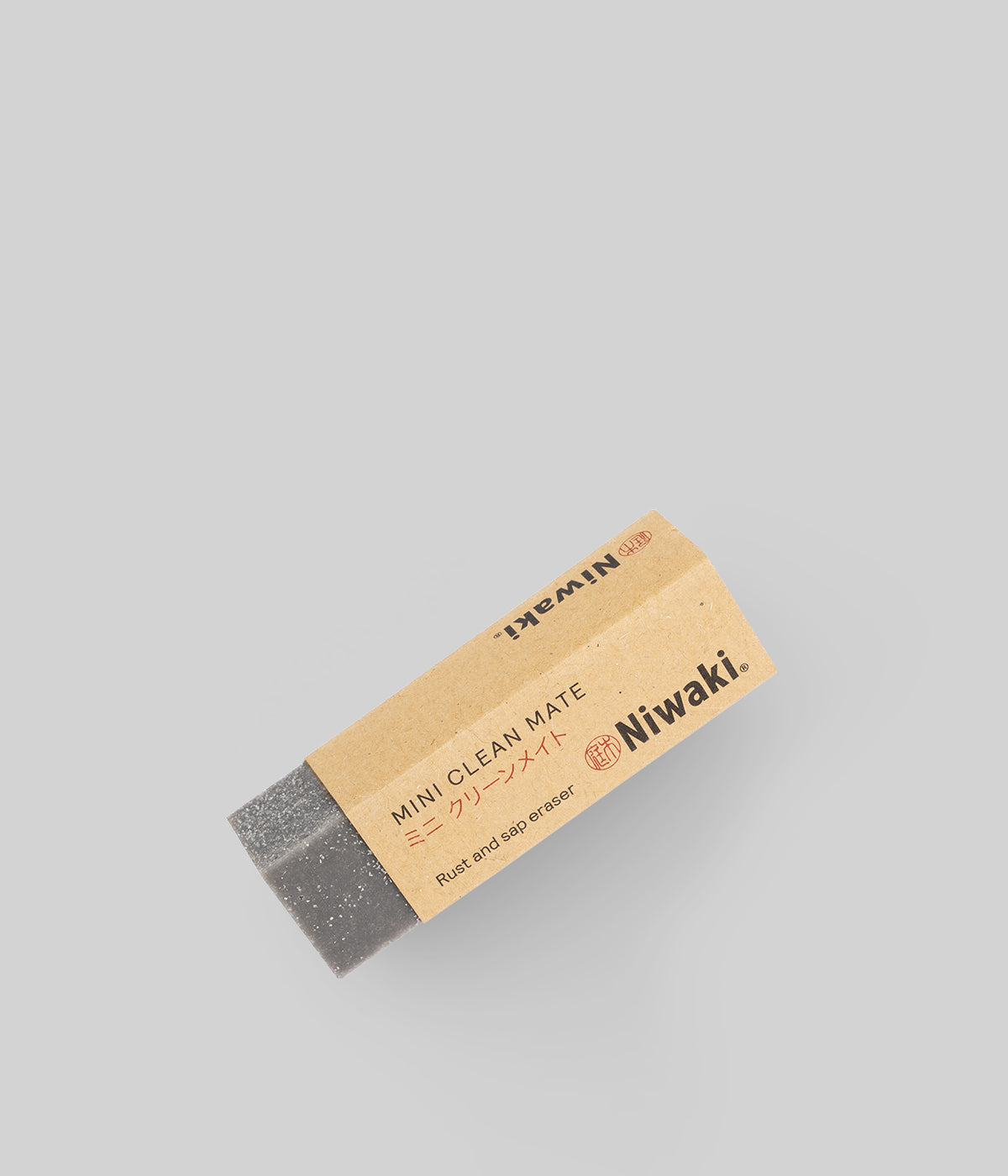 Rust and sap eraser from Niwaki showing compact size and Japanese packaging