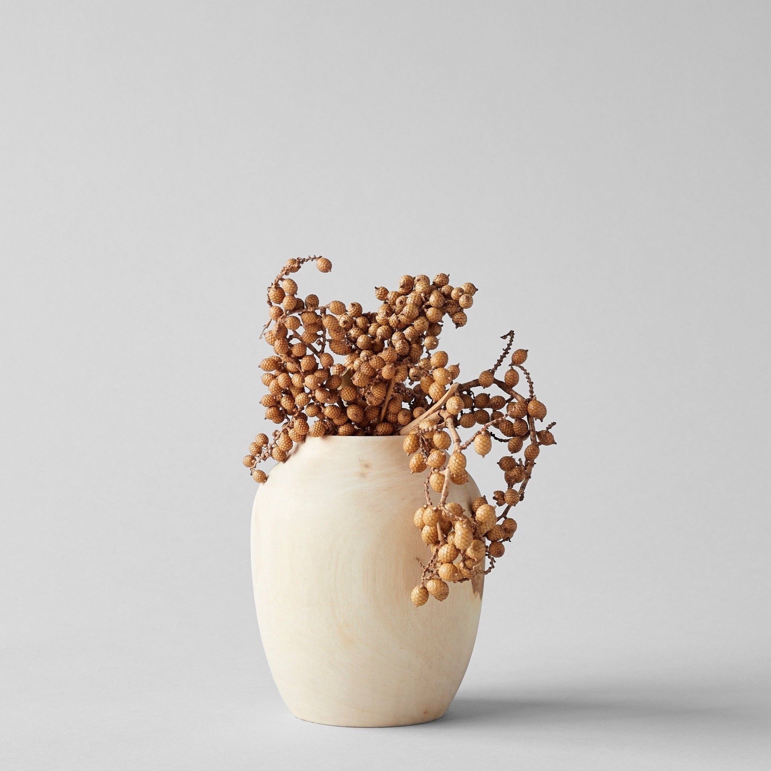 Walnut wood plum vase from Moroccan artisans