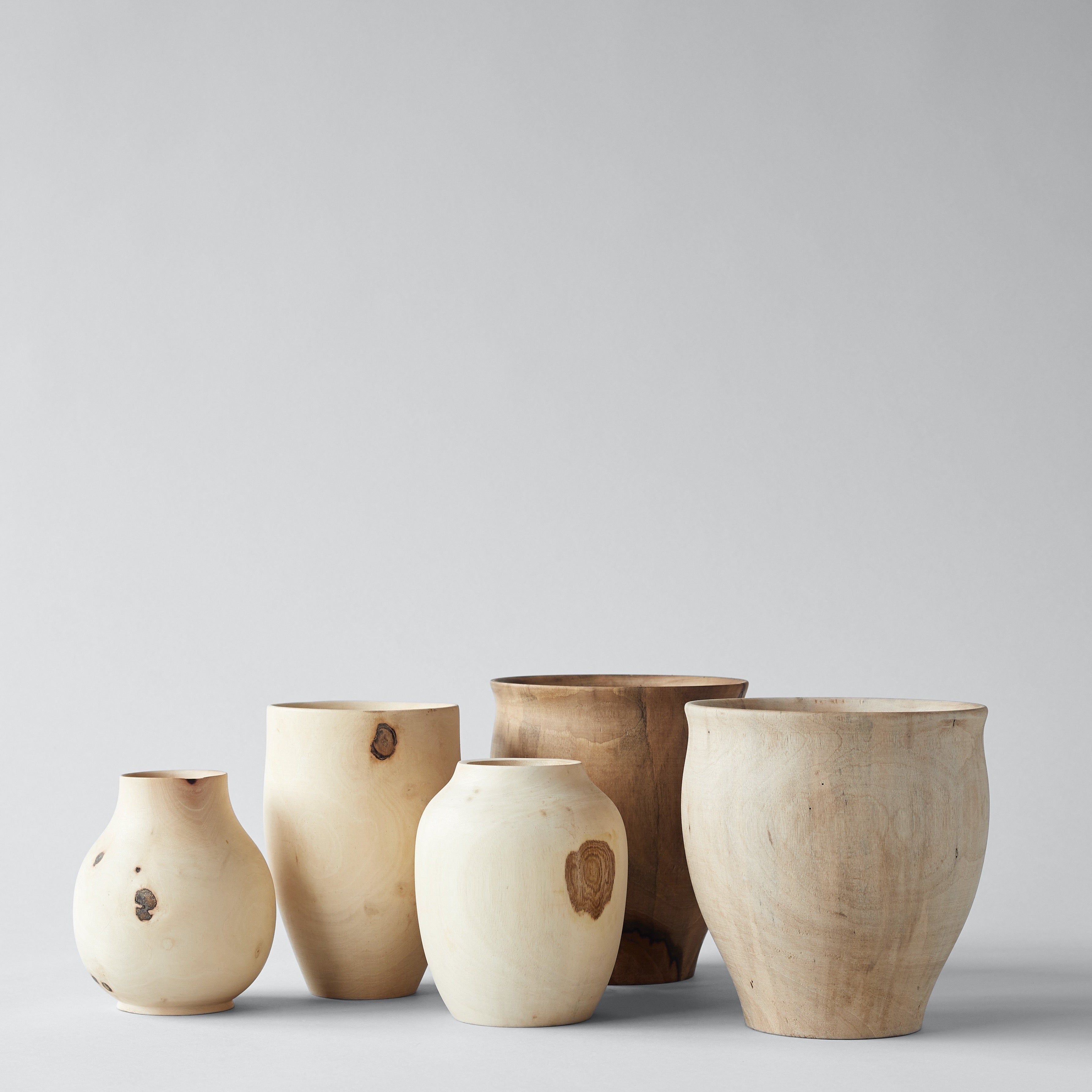 Solid handmade wooden vase carved by Moroccan artisans