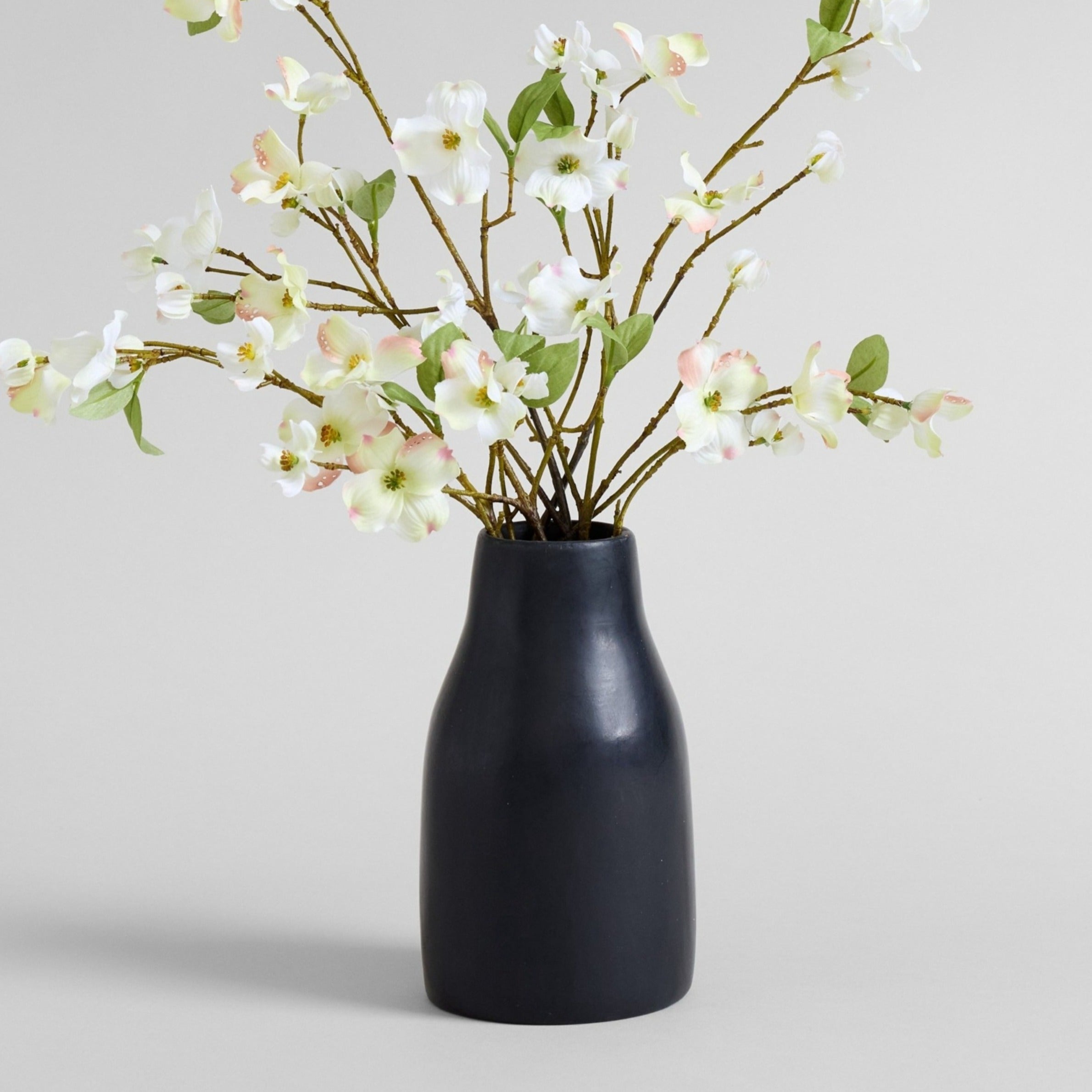 Hand thrown black ceramic vase from Morocco with soft natural sheen