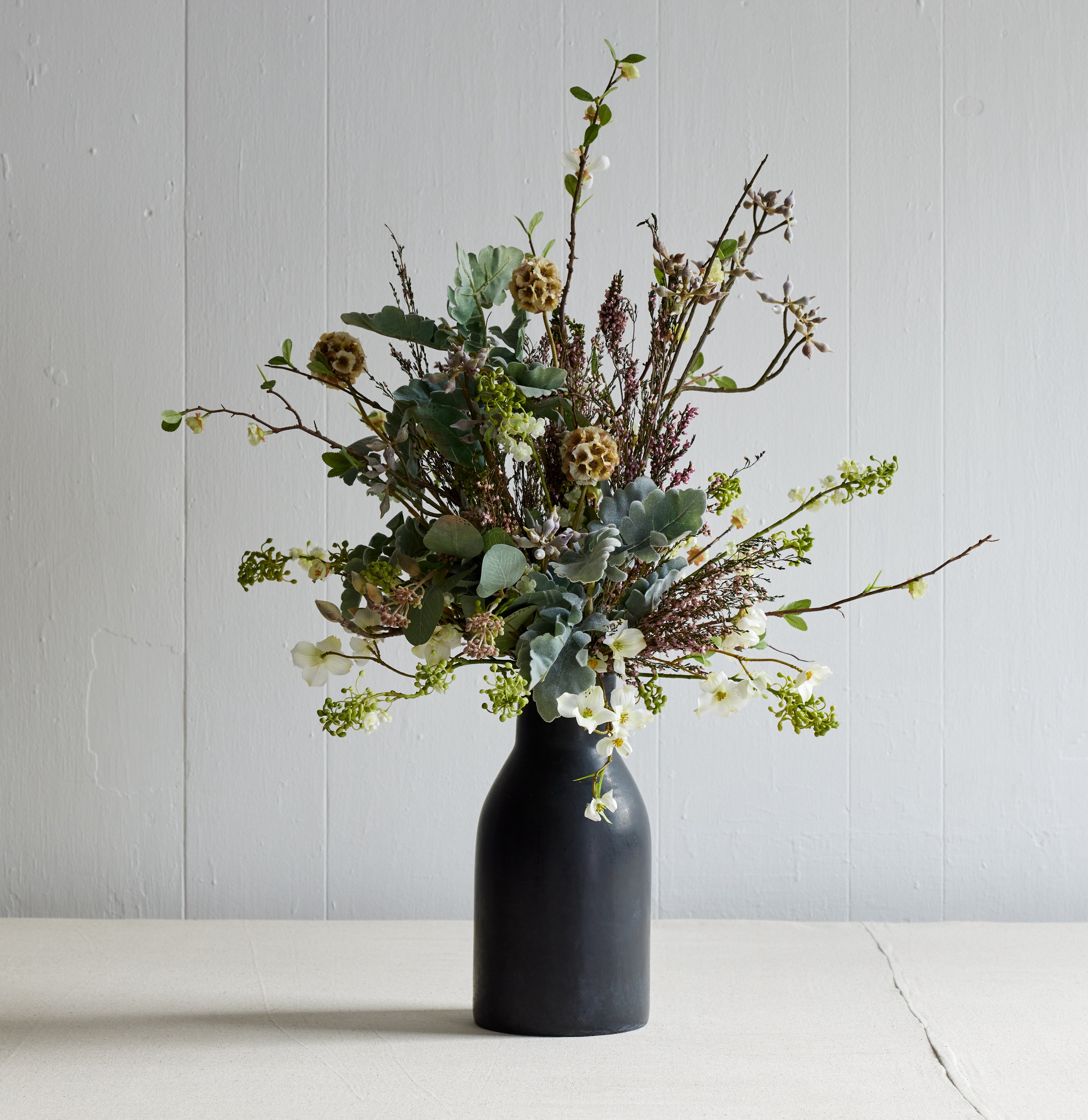 Black clay vase with stone-like finish from Morocco