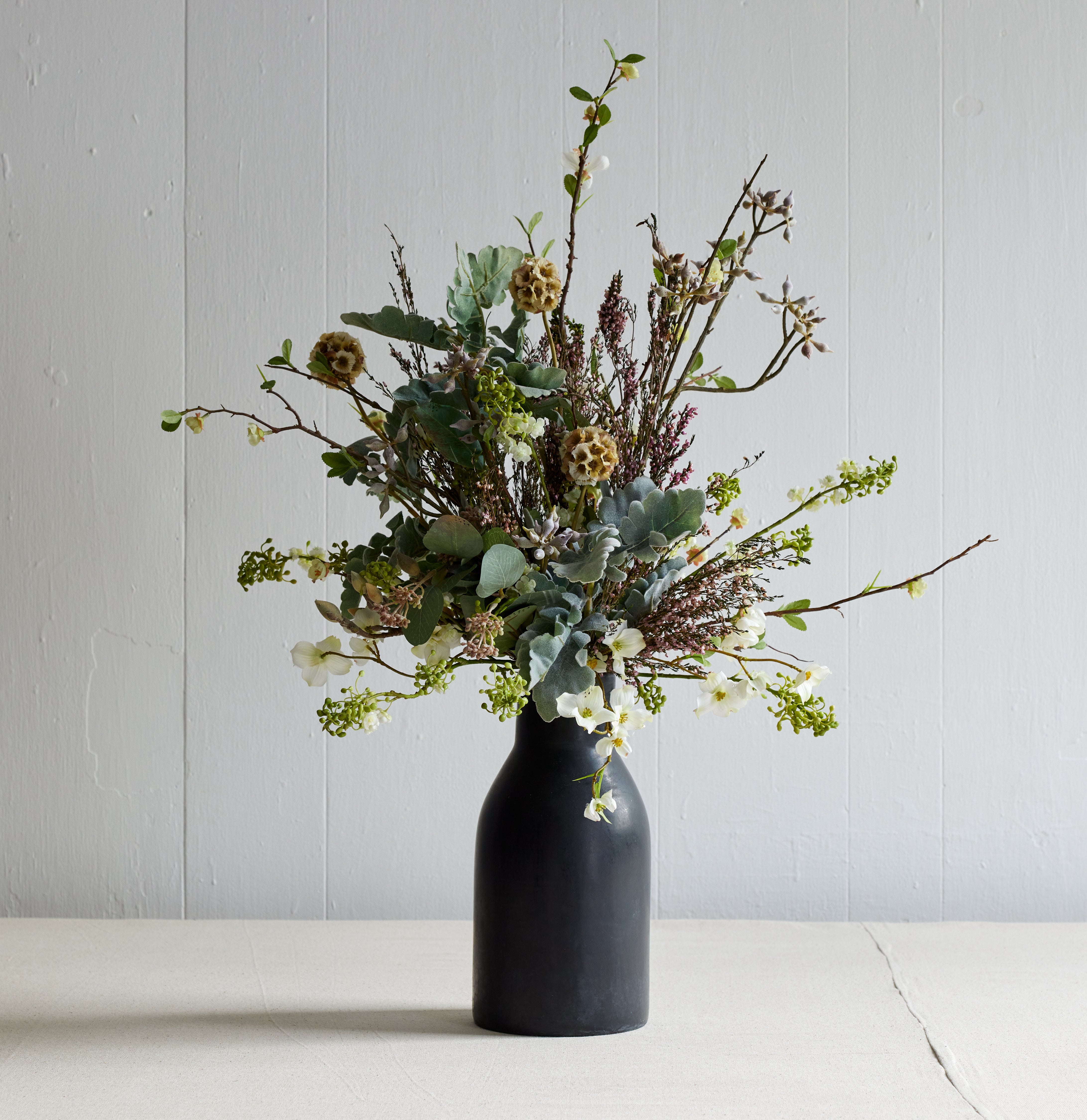 Black clay vase with stone-like finish from Morocco