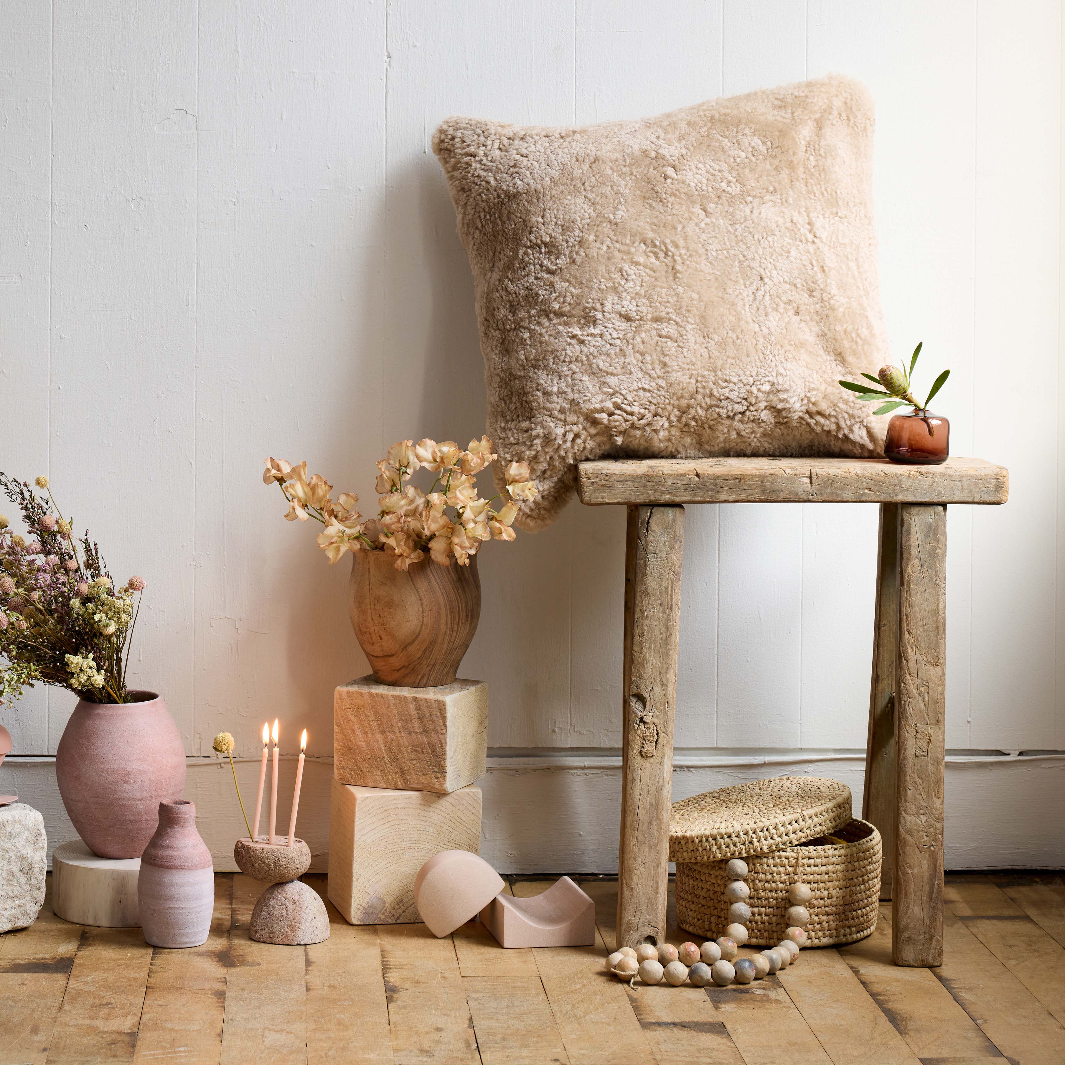 Natural dark walnut vase with organic grain variation