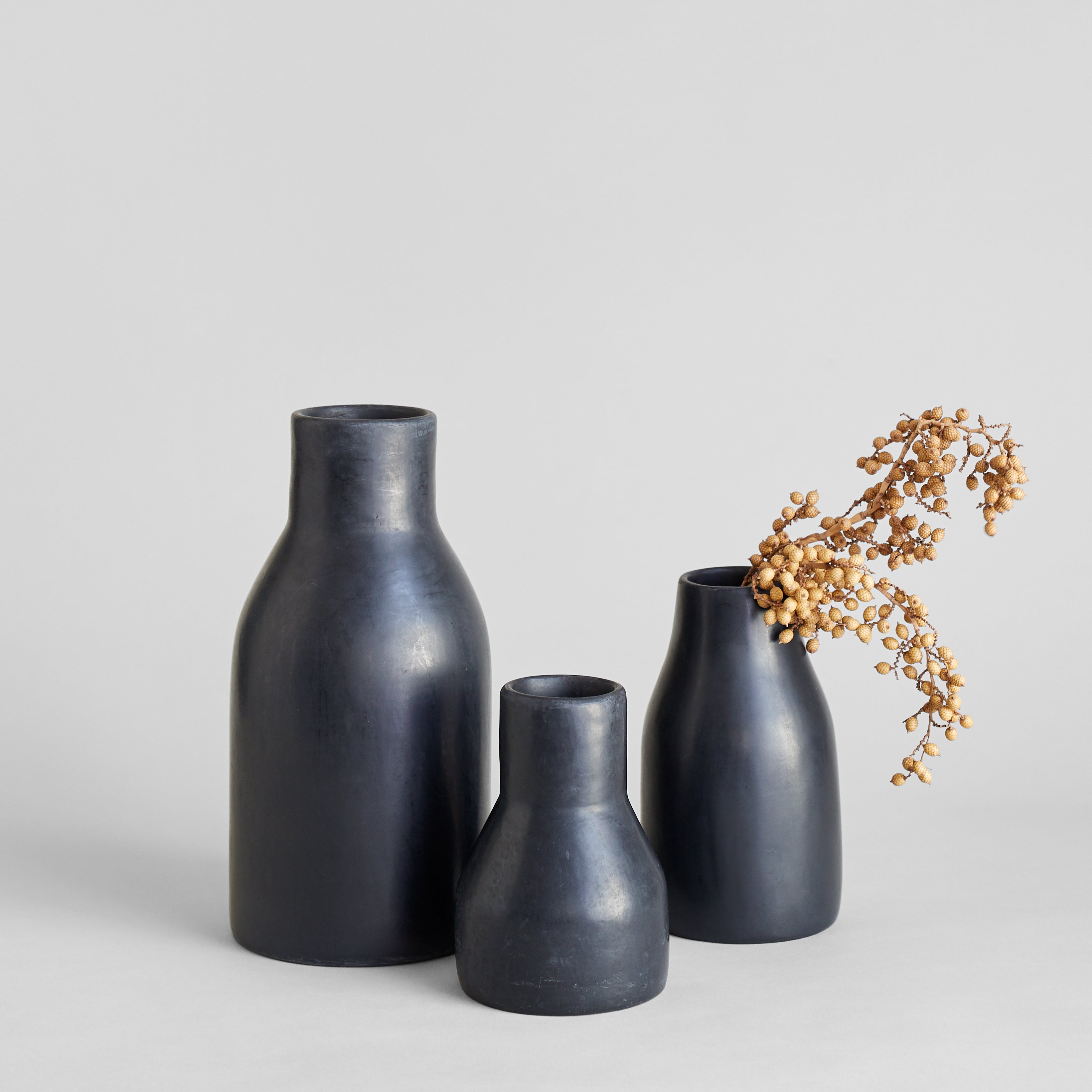 Moroccan pottery vase with curved silhouette and matte sheen
