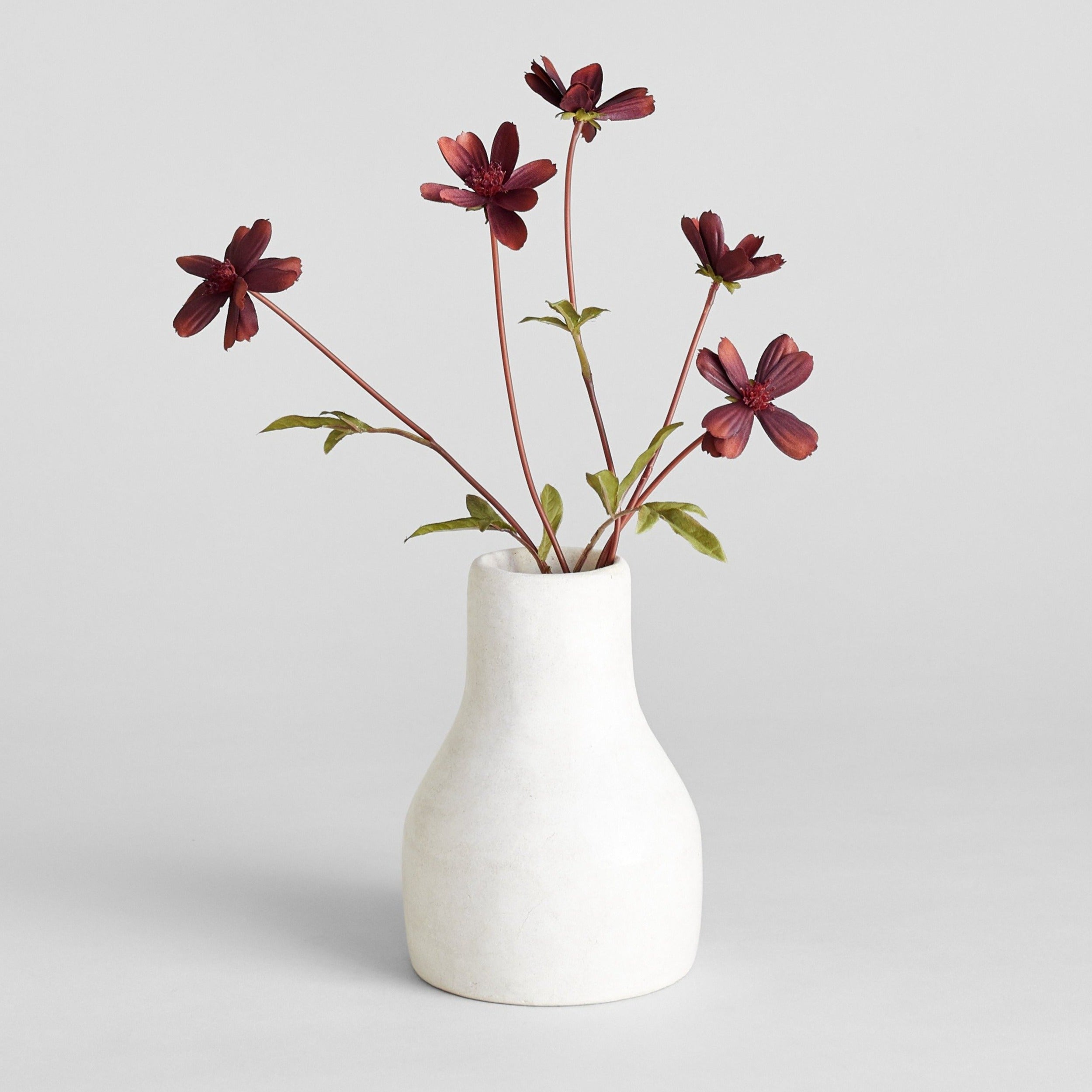 White clay vase with hand-polished tadelakt surface